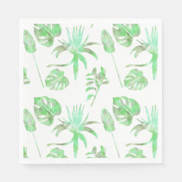 Lichtgroene waterverf tropische bladeren servet