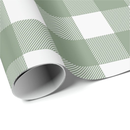 Lichtgroene witte Buffalo Check Plaid Cadeaupapier (Rol Hoek)