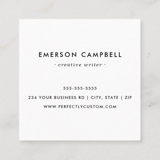 Lichtgroene witte grensdouane-logo minimaal vierkante visitekaartje (Achterkant)