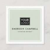 Lichtgroene witte grensdouane-logo minimaal vierkante visitekaartje (Voorkant)