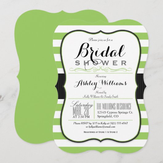 Lichtgroene & witte strepen; Elegant Vrijgezellenf Kaart (Voorkant / Achterkant)