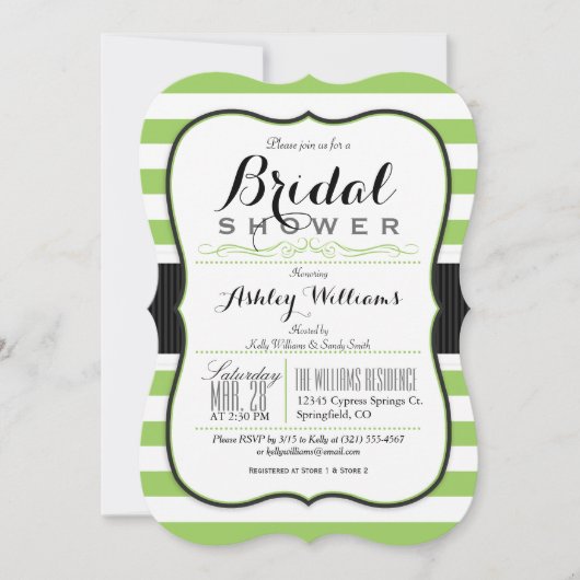 Lichtgroene & witte strepen; Elegant Vrijgezellenf Kaart (Voorkant)