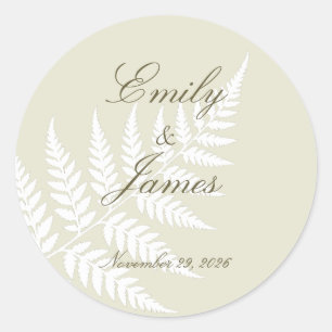 Lichtgroene Witte Varen Minimalistische Botanische Ronde Sticker