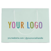 Lichtgroene zakelijke cadeautas met logo 32 cm (Voorkant)