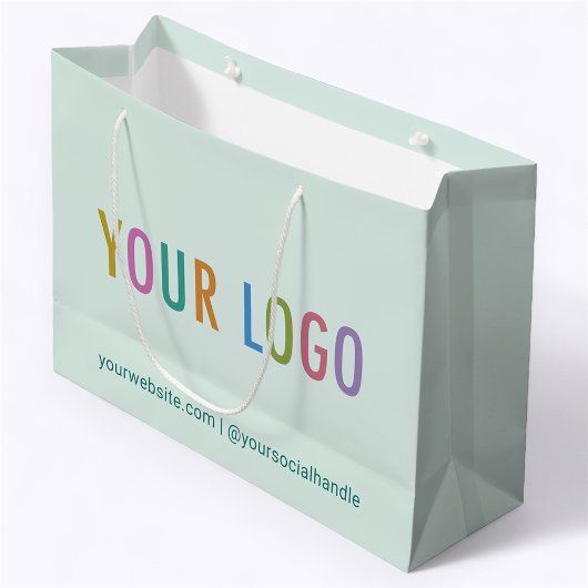 Lichtgroene zakelijke cadeautas met logo 32 cm
