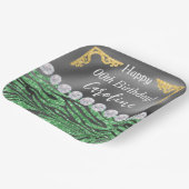 Lichtgroene zebra print & gouden zilveren verjaard papieren bordje (Gebogen)