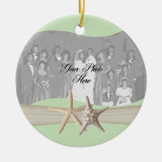Lichtgroene zeesterren foto keramisch ornament (Voorkant)