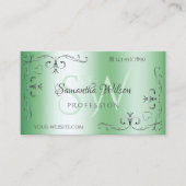 Lichtgroene  Zilveren Hoeken met Initialen Visitekaartje (Voorkant)