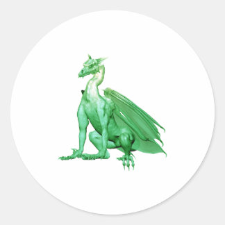 Lichtgroene zittende draak ronde sticker