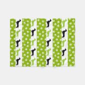 Lichtgroene Zwart & Witte Dachshund Fleece Deken (Voorkant (Horizontaal))