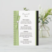 Lichtgroene zwarte polka stip menu kaarten (Staand voorkant)