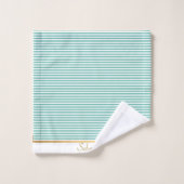 LICHTGROENTE WITTE STRIPTE PATROON TRIM TOWEL SET BAD HANDDOEK (Wasdoekje)