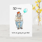 Lichthartige 50ste verjaardag Kaart voor een Man (Gele Bloem)