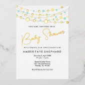 Lichtjes Baby Shower Uitnodiging - Geel & Groen (Voorkant)