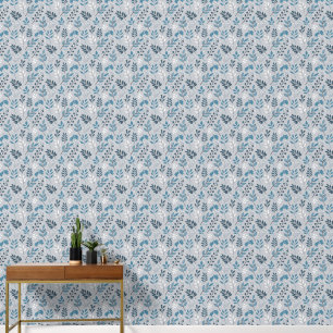 Lichtkleur Blauwe Tonen Bloemen Behang