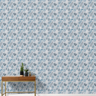 Lichtkleur Blauwe Tonen Bloemen Behang