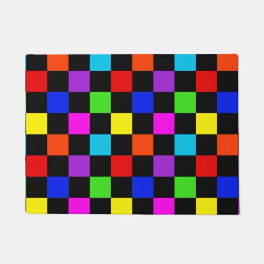 Lichtkleurige Neon Checker Deurmat (Voorkant)