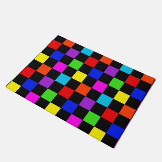 Lichtkleurige Neon Checker Deurmat (Schuin)