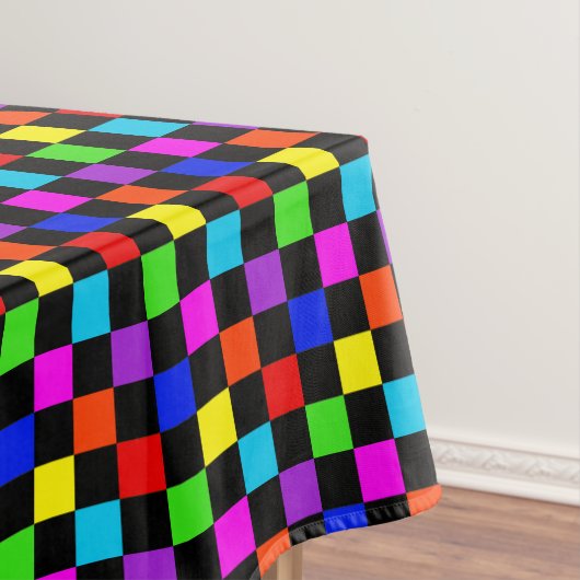 Lichtkleurige Neon Checker Tafelkleed (Voorbeeld)