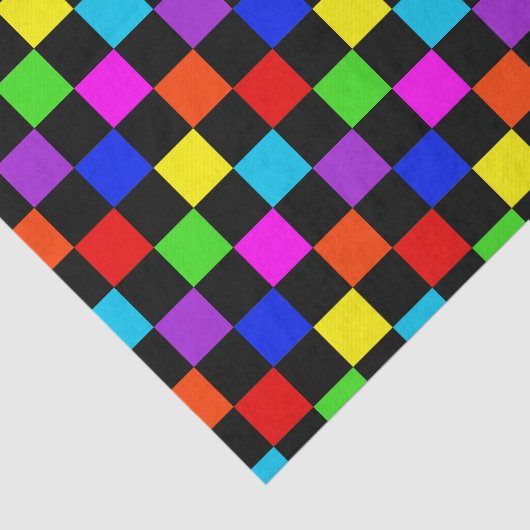 Lichtkleurige Neon Checker Tissuepapier (Detail)