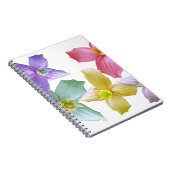 Lichtkleurige roze, blauwe, paarse, gele bloemen notitieboek (Rechterzijde)