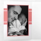 Lichtkoraal, 3 Fotocollage Baby geboorte Drieluik Aankondiging (Binnenzijde eerst)