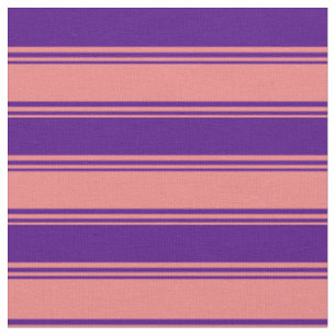Lichtkoraal en Indigolijnen/Stripes-patroon Stof