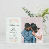 lichtlente floral Photo Save the Date Kaart (Staand voorkant)