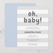 Lichtlichte strepes Oh Baby Boy Shower Kaart (Voorkant / Achterkant)
