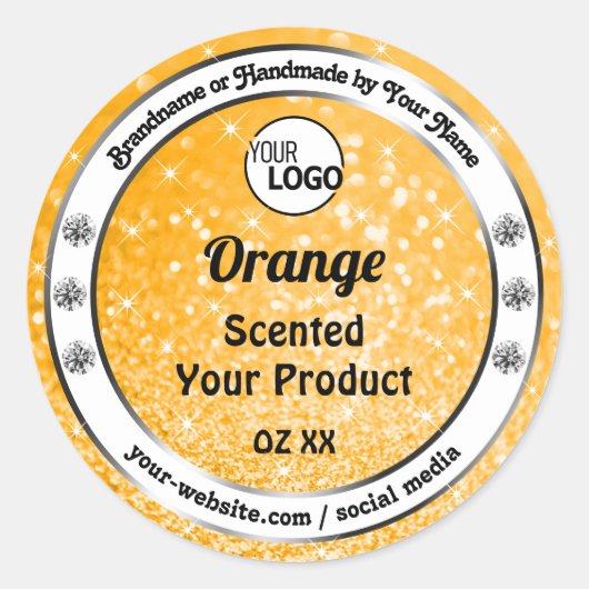 Lichtmakend Oranje Logo met reserveglitter Ronde Sticker (Voorkant)
