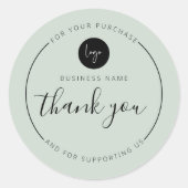 Lichtmint minimalistische esthetiek Bedankt Circle Ronde Sticker (Voorkant)