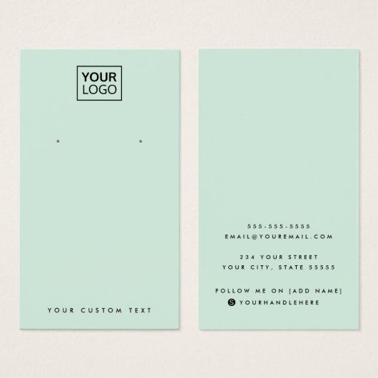 Lichtmuntgroene aangepaste logo-oorenkaart visitekaartje (Voorkant /achterkant)