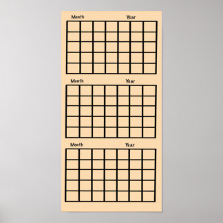 Lichtoranje 3 Maanden Kalender Poster