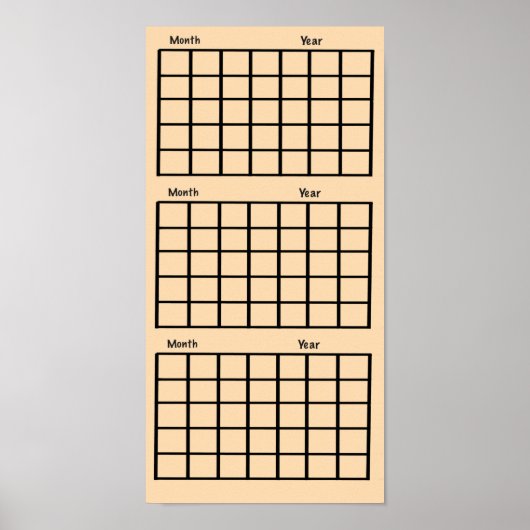 Lichtoranje 3 Maanden Kalender Poster (Voorkant)