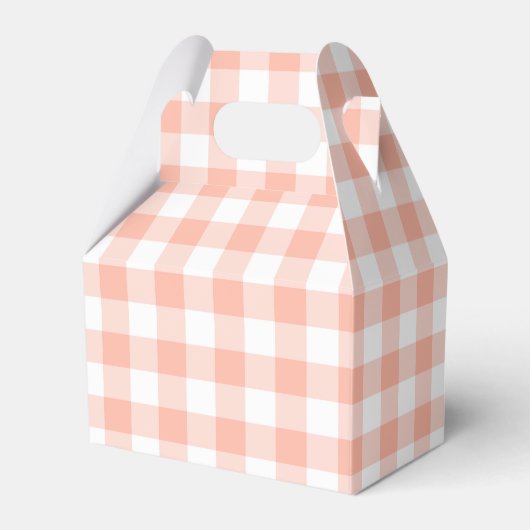 Lichtoranje Gingham Plaid Piramidevormige Party Fa Bedankdoosjes (Voorkant Zijde)