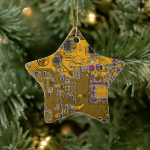 Lichtoranje PCB-printplaatontwerp voor IT-professi Keramisch Ornament