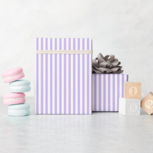 Lichtpaars & Witte Strepen Cadeaupapier