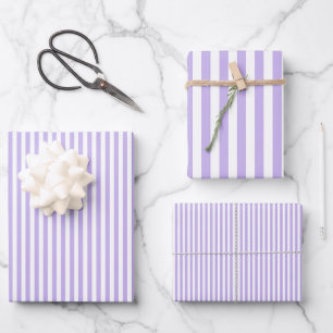 Lichtpaars & Witte Strepen Inpakpapier Vel