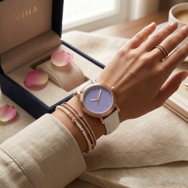 Lichtpaarse beginletters gepersonaliseerde eWatch- Horloge (Creator heeft geüpload)