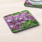 Lichtpaarse bloemen harde plastic onderzetters (Linkerzijde)