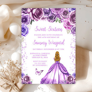 Lichtpaarse Blonde Haren Prinses Sweet Sixteen Kaart