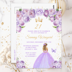 Lichtpaarse Blonde Haren Prinses Verjaardagsfeestj Briefkaart
