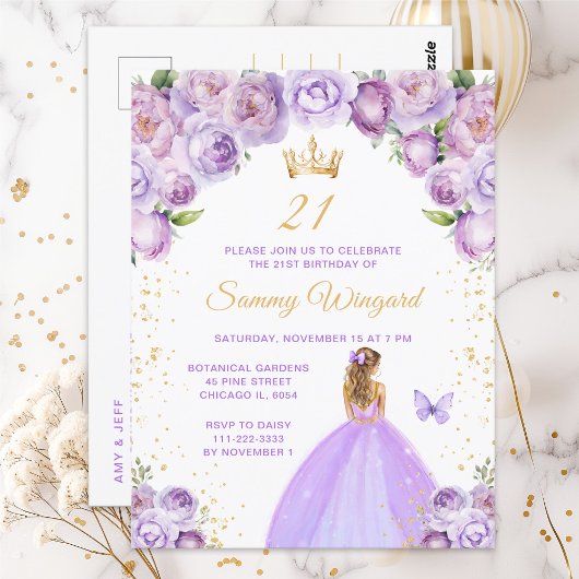 Lichtpaarse blondharige prinses verjaardagsfeestje briefkaart