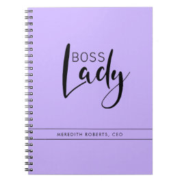 Lichtpaarse Boss Lady Logo Persoonlijk Notitieboek