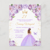 Lichtpaarse bruine haar Prinses verjaardagsfeestje Briefkaart (Voorkant)