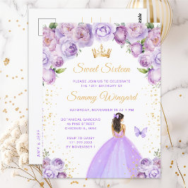 Lichtpaarse bruine prinsessenhaar Sweet Sixteen Briefkaart