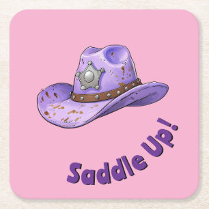 Lichtpaarse Cowgirl Hoed Kartonnen Onderzetters