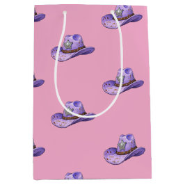 Lichtpaarse Cowgirl Hoed-Roze Achtergrond Medium Cadeauzakje