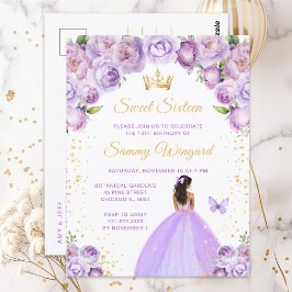 Lichtpaarse donkere huid prinses Sweet Sixteen Briefkaart