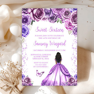 Lichtpaarse Donkere Huid Prinses Sweet Sixteen Kaart